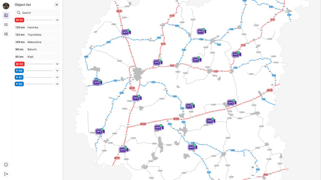 Visor main map with video sidebar