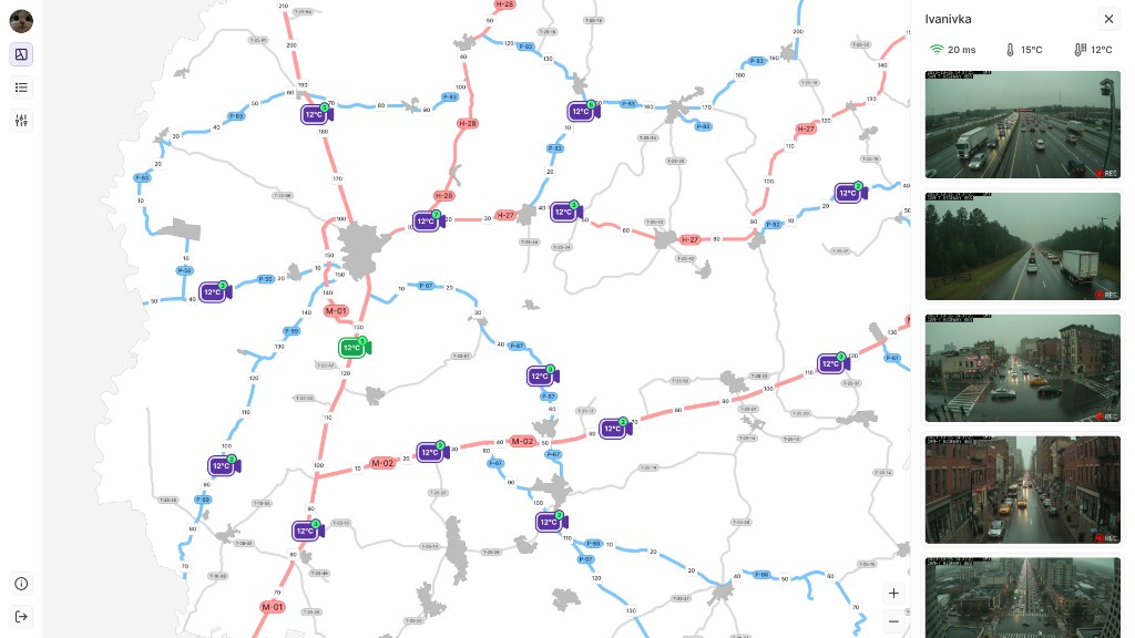 Visor map with grouped object list
